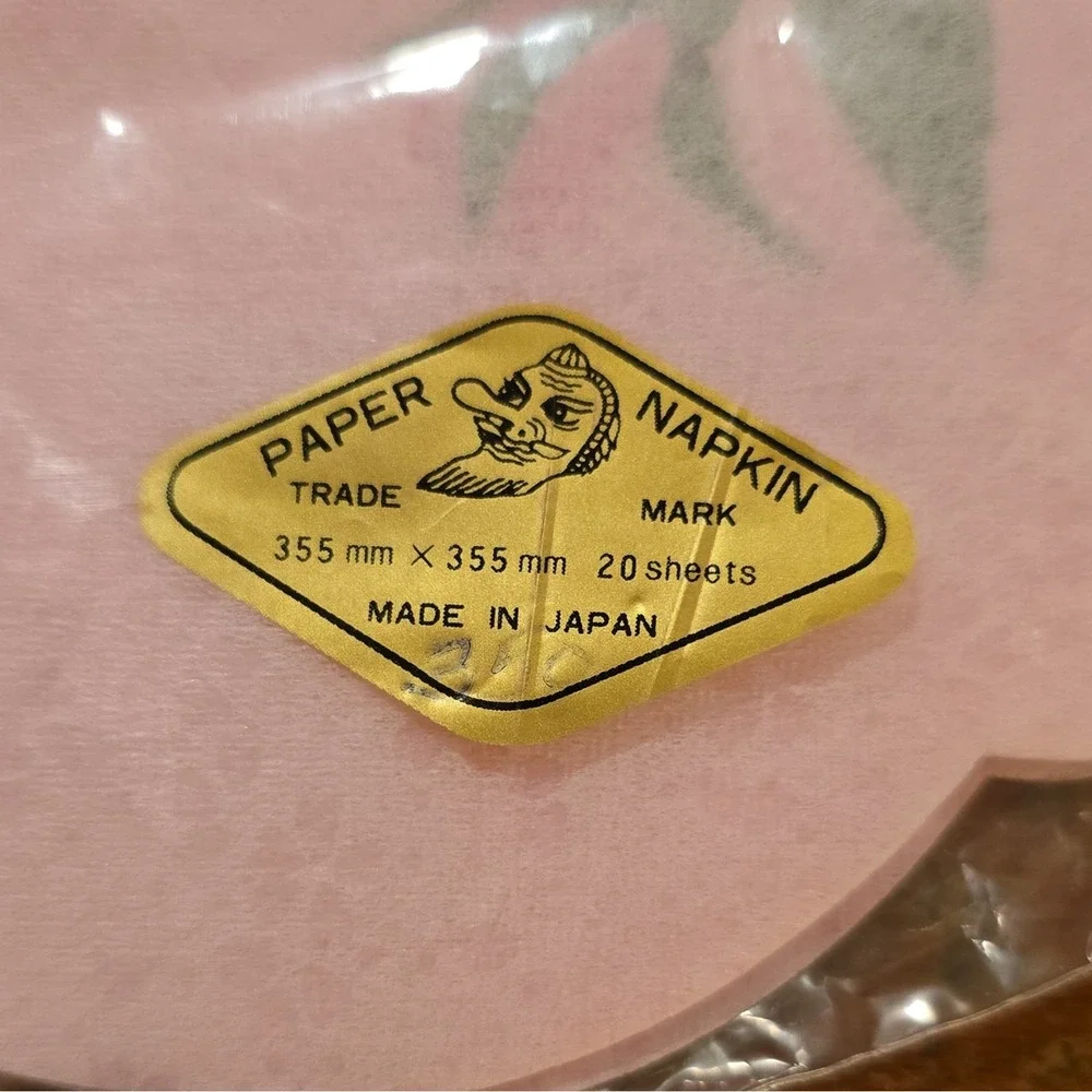 Vintage 1950s Japanese Rice Paper Napkins Pink Rose Decoupage Ephemera Sealed